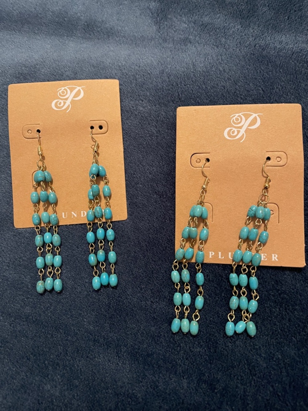 2 Plunder Turquoise Beaded Three-Row Dangle Earrings! NEW NWT